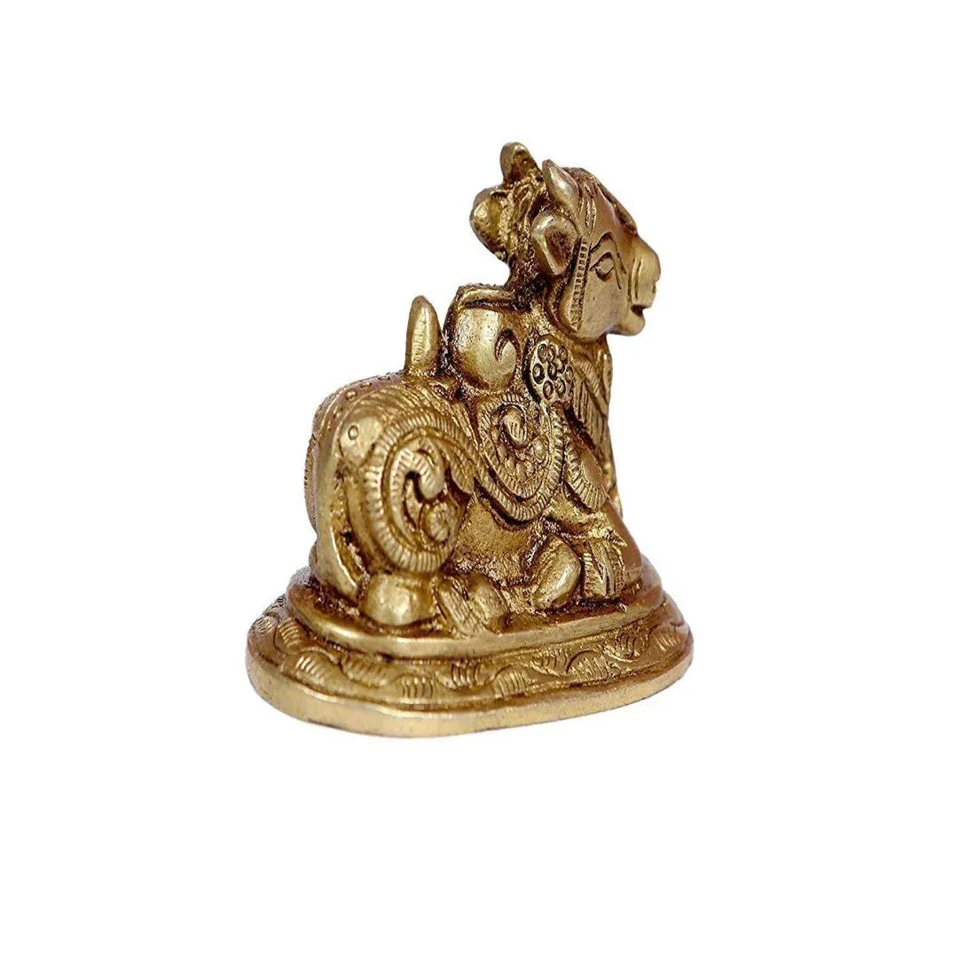 Beautifully Carved Brass Nandi Ji Sculpture Ride of Shiva Bull Statue, Height : 7.5 cm - ArtyCraftz.com