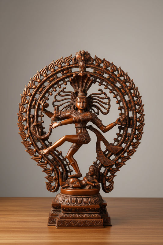 Nataraja Statue – Lord Shiva Dancing Idol in Copper Red Finish, 53.34 cm-artycraftz.com