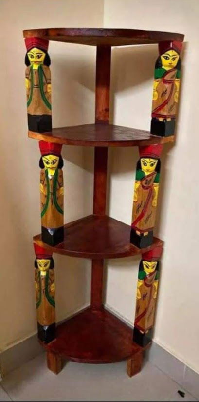 Natungram Wooden Craved Corner Table- ArtyCraftz.com