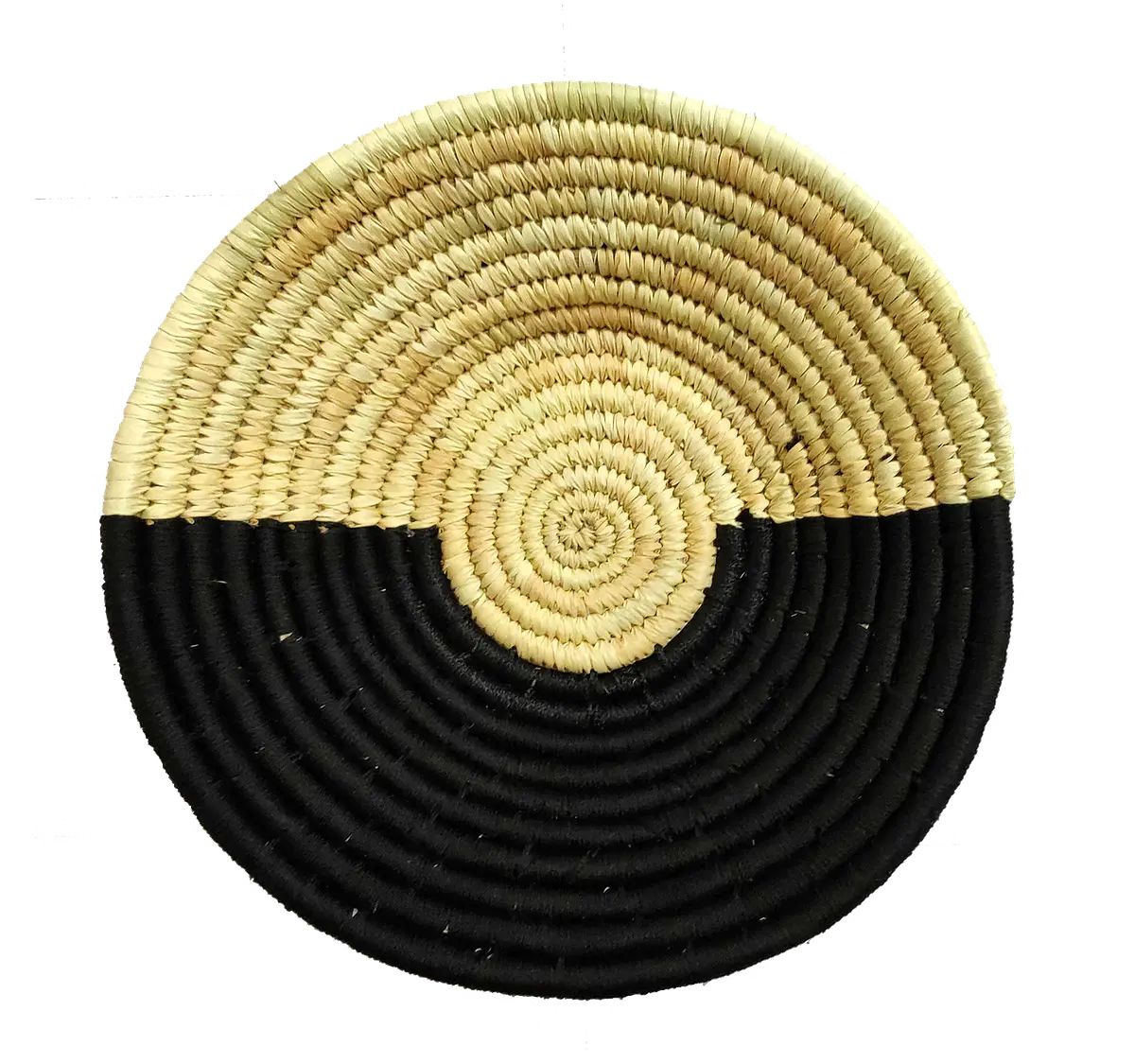 Natural Beige & Black Dual Tone Handwoven Sabai Grass Wall Plate-ArtyCraftz.com