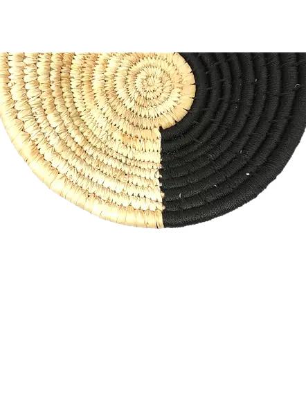 Natural Beige & Black Dual Tone Handwoven Sabai Grass Wall Plate-ArtyCraftz.com