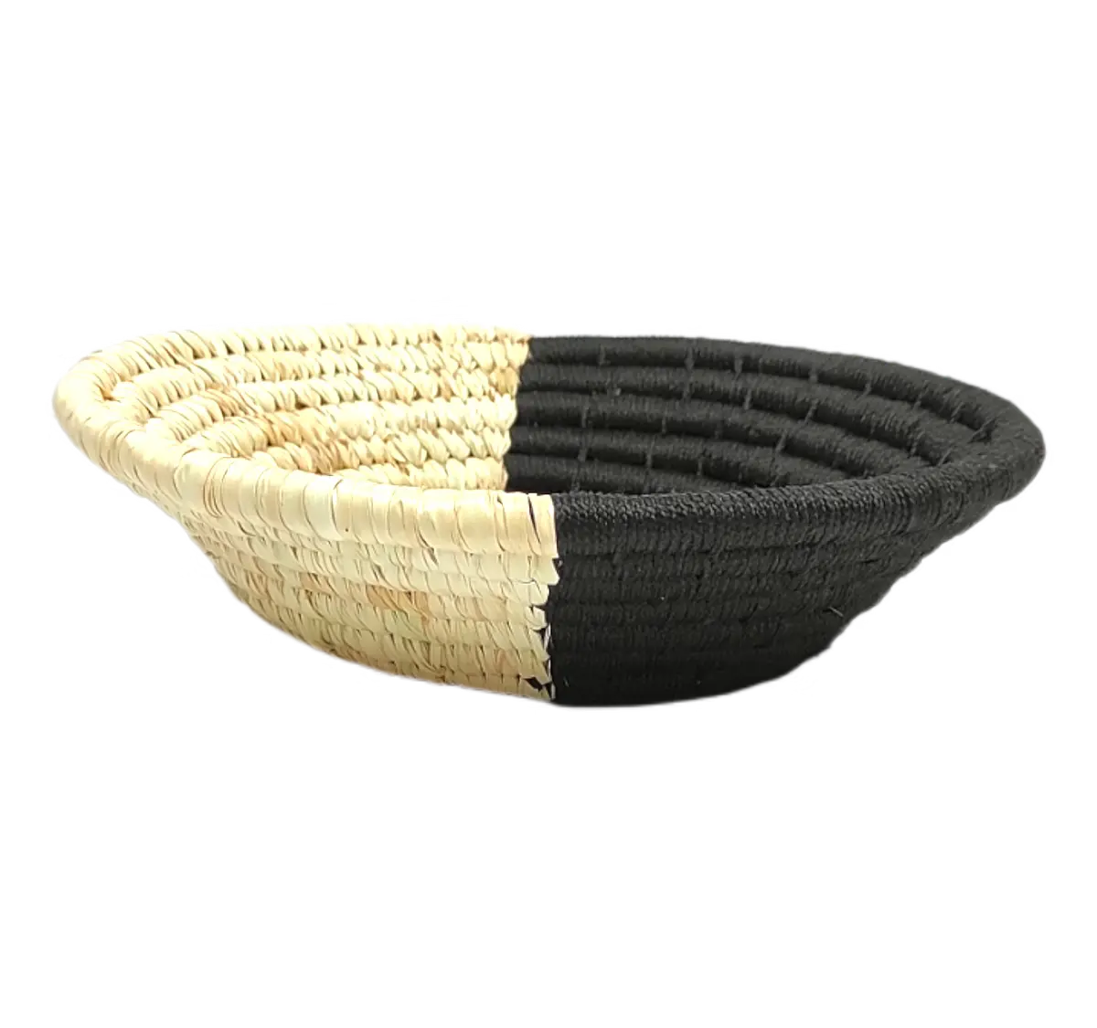 Natural Beige & Black Dual Tone Handwoven Sabai Grass Wall Plate