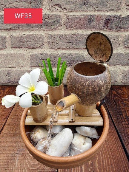 Natural Coconut shell & Bamboo Fountain - ArtyCraftz.com