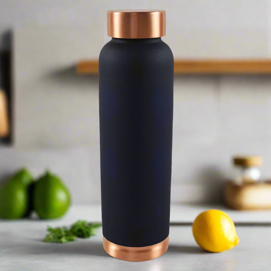 Navy Blue Matt Copper Water Bottle-ArtyCraftz.com