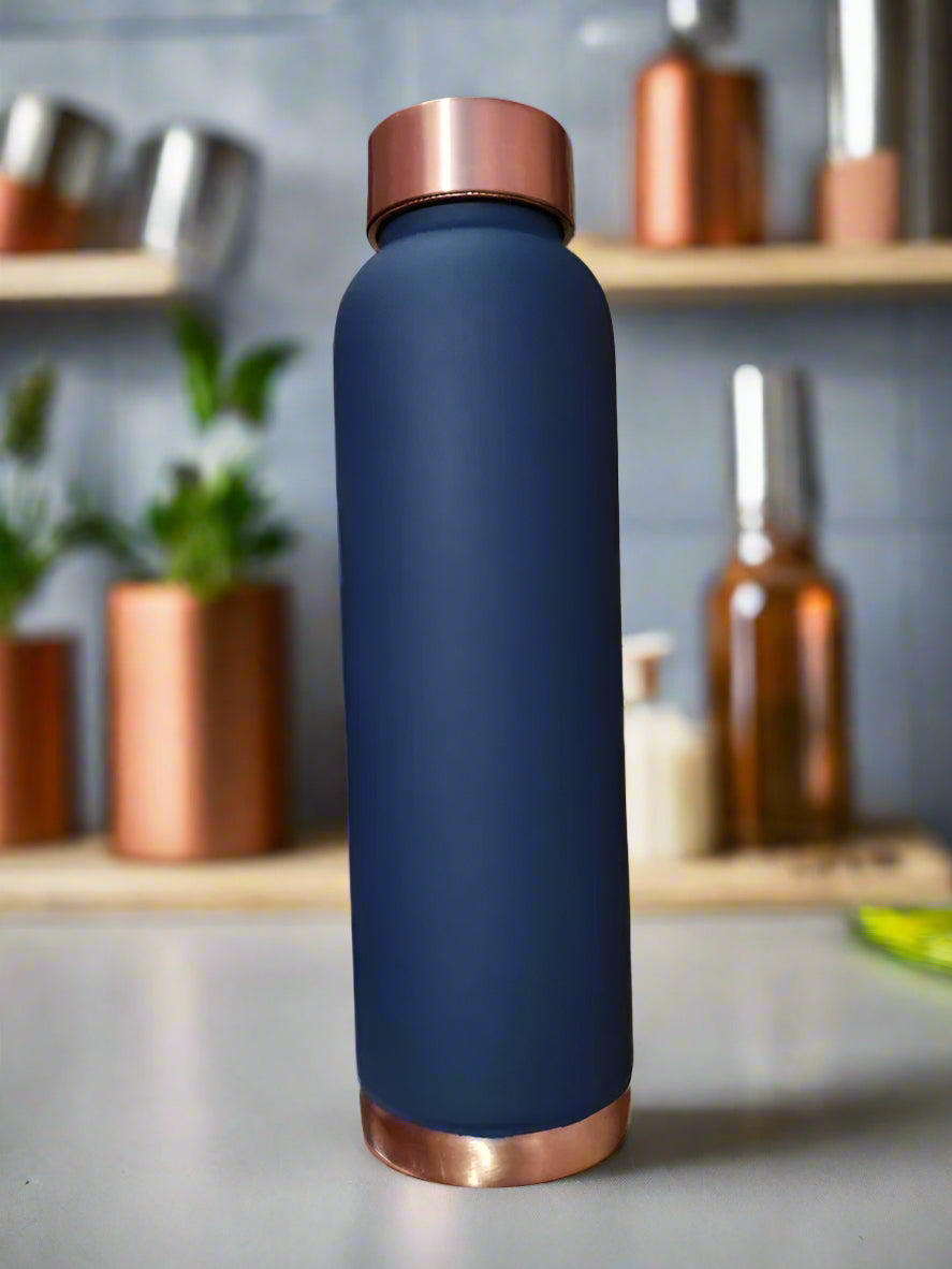 Navy Blue Matt Copper Water Bottle=ArtyCraftz.com