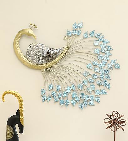 Nehaal Peacock Wall Decor Native Hanging & Mounted Art Sculpture Home Decor (27 x 33.5 inches) (Multicolor) - ArtyCraftz.com