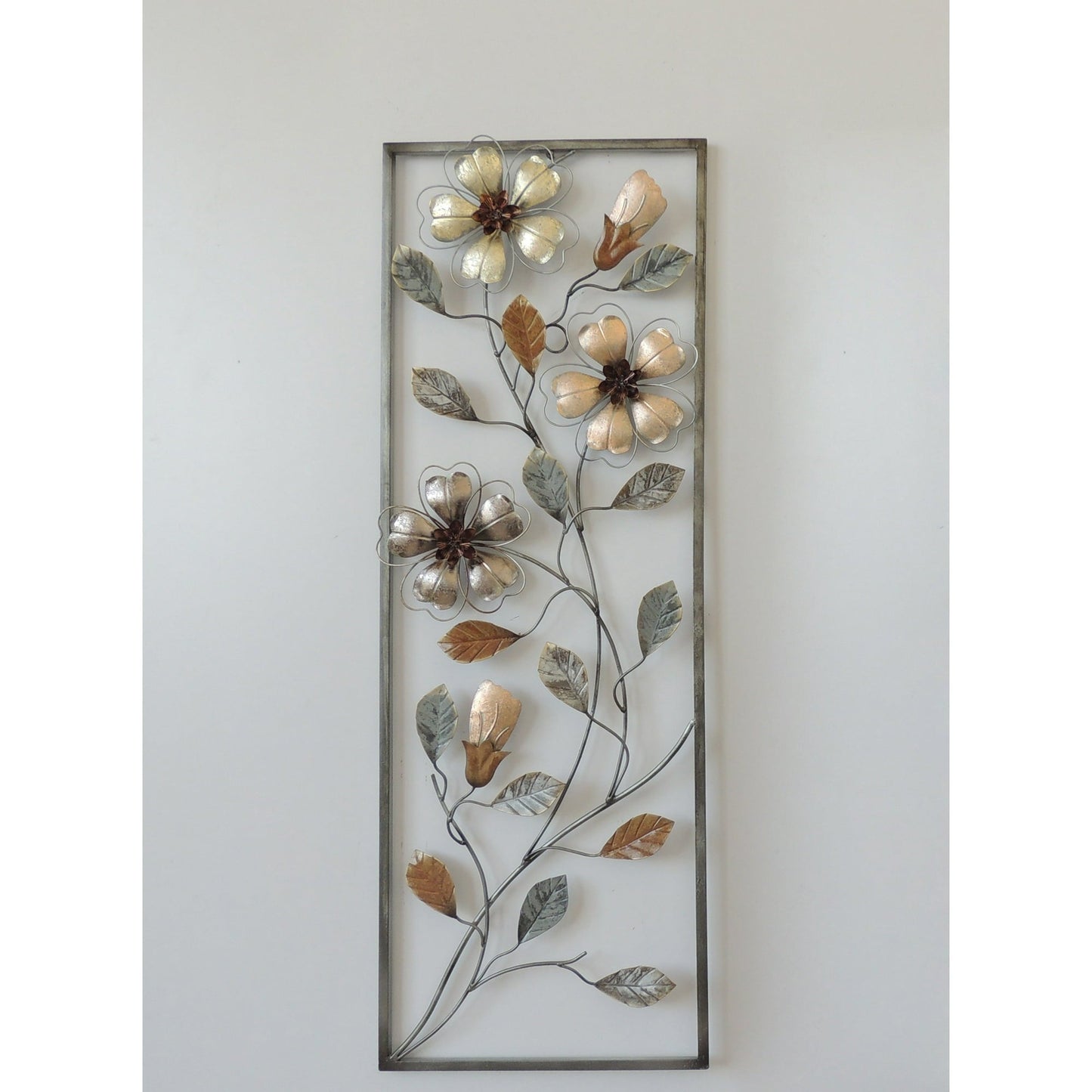 Earth Colored Flowers 12"x36" Wall Decor