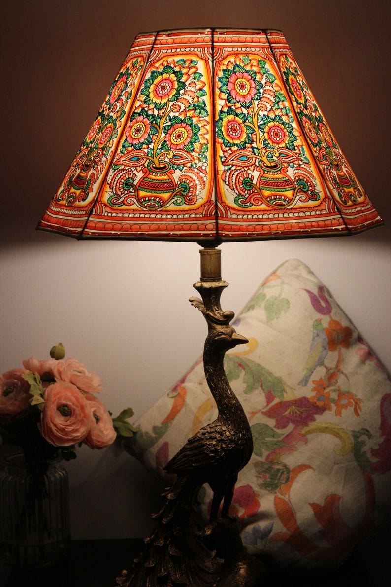 Nimmalakunta Tholu Bommalata Flower Pot Design Leather Lamp Shade