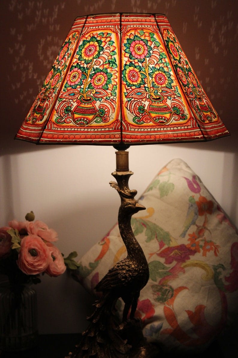 Nimmalakunta Tholu Bommalata Flower Pot Design Leather Lamp Shade