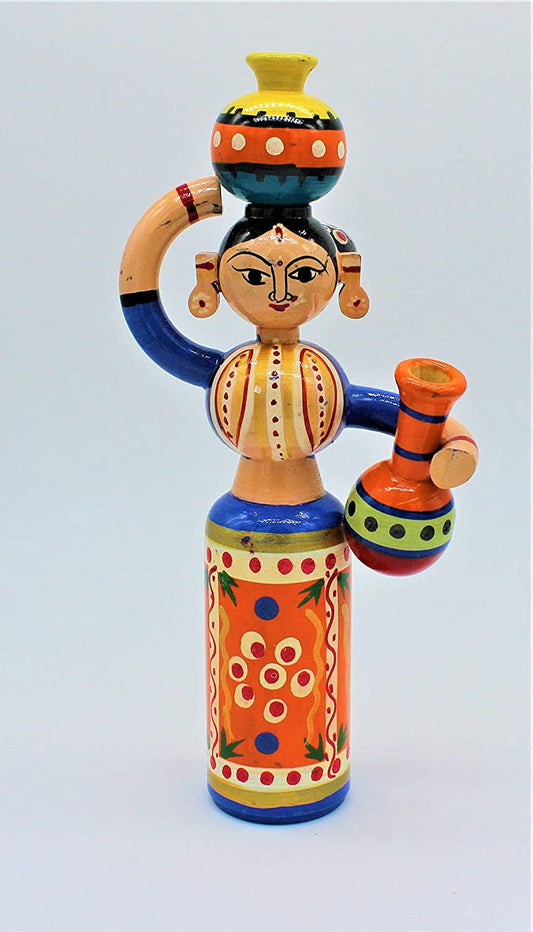 Non-Toxic Channapatna Wooden Woman Toy - ArtyCraftz.com