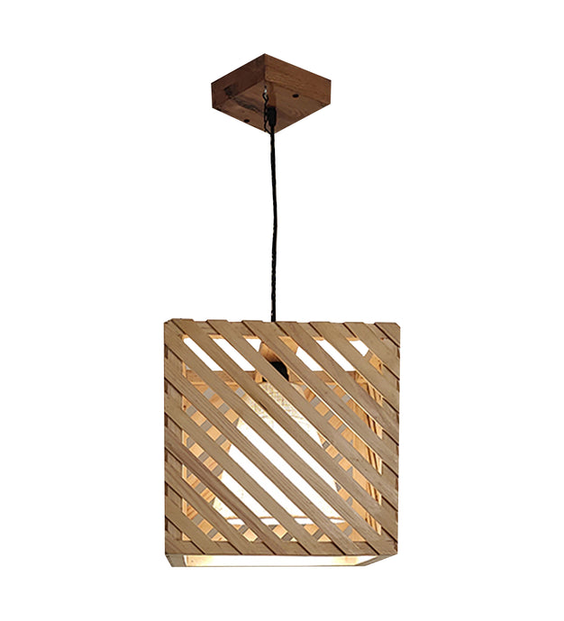 Oblique beige wooden hanging lamp in a modern boho living room-ArtyCraftz.com
