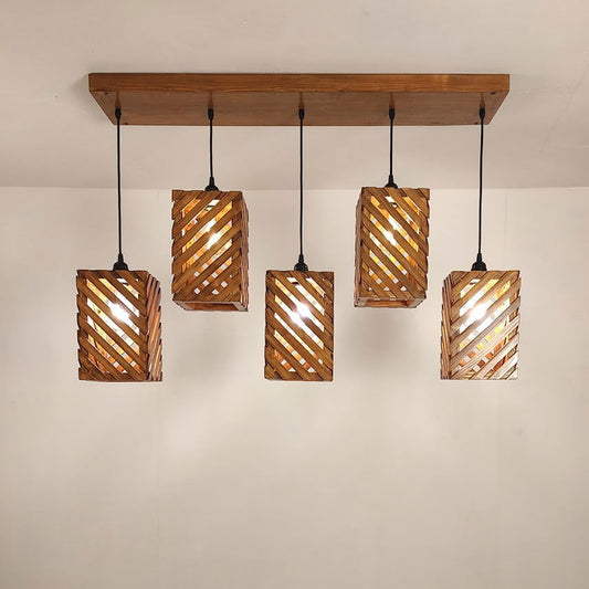 Oblique Brown 5 Series Hanging Lamp - ArtyCraftz.com