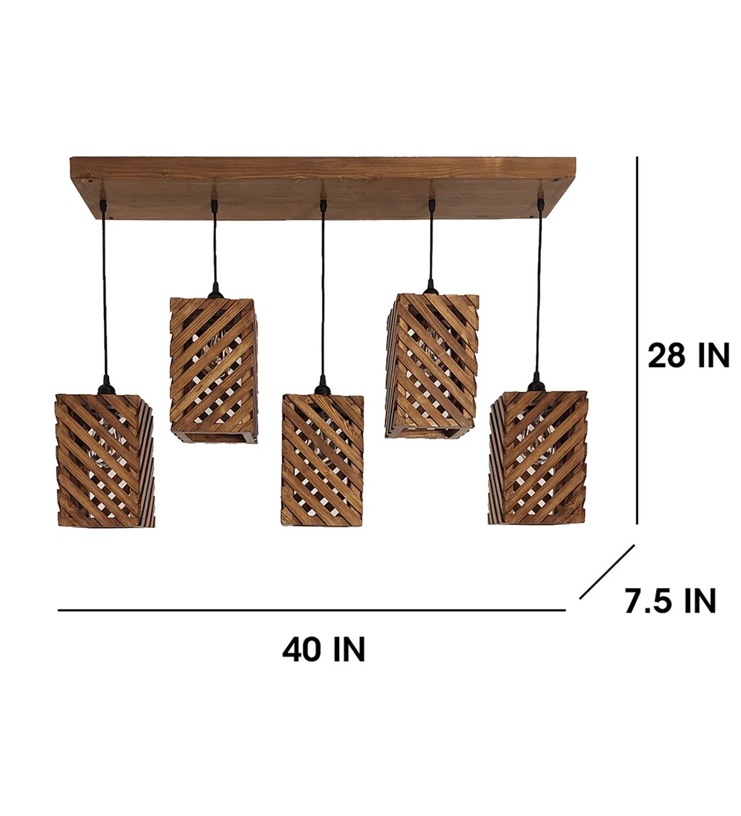 Oblique Brown 5 Series Hanging Lamp - ArtyCraftz.com