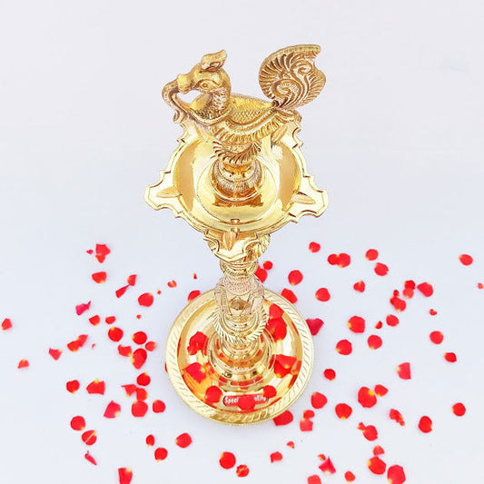 Handcrafted Brass Kuthuvilakku/Oil Lamp for Gifting for House Warming,Wedding (12 Inch) - ArtyCraftz.com