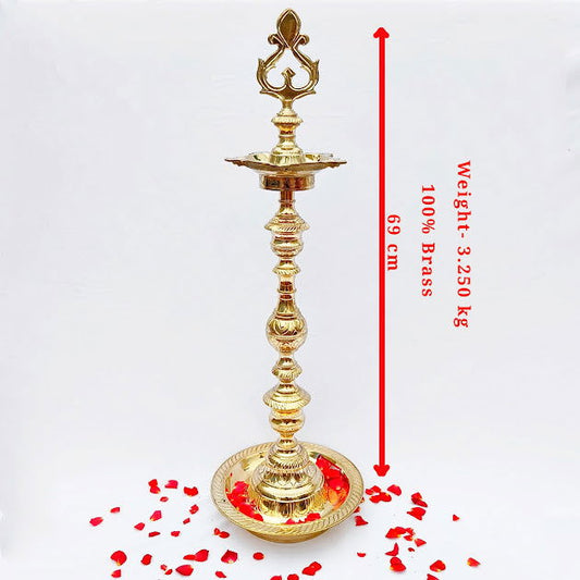 Handcrafted Brass Kuthuvilakku/Oil Lamp for Gifting for House Warming,Wedding (62 Cm) - ArtyCraftz.com