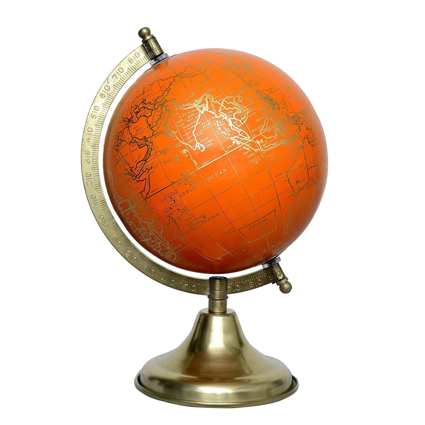 Orange Brass Desk Globe Showpiece- ArtyCraftz.com