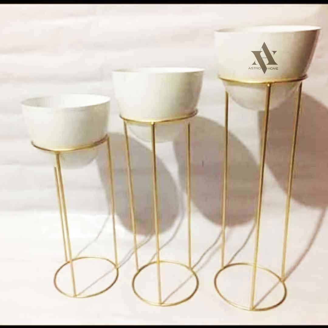 Ovate Planters White & Gold (Set of 3) - ArtyCraftz.com