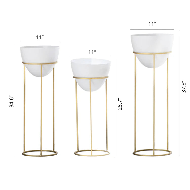 Ovate Planters White & Gold (Set of 3) - ArtyCraftz.com