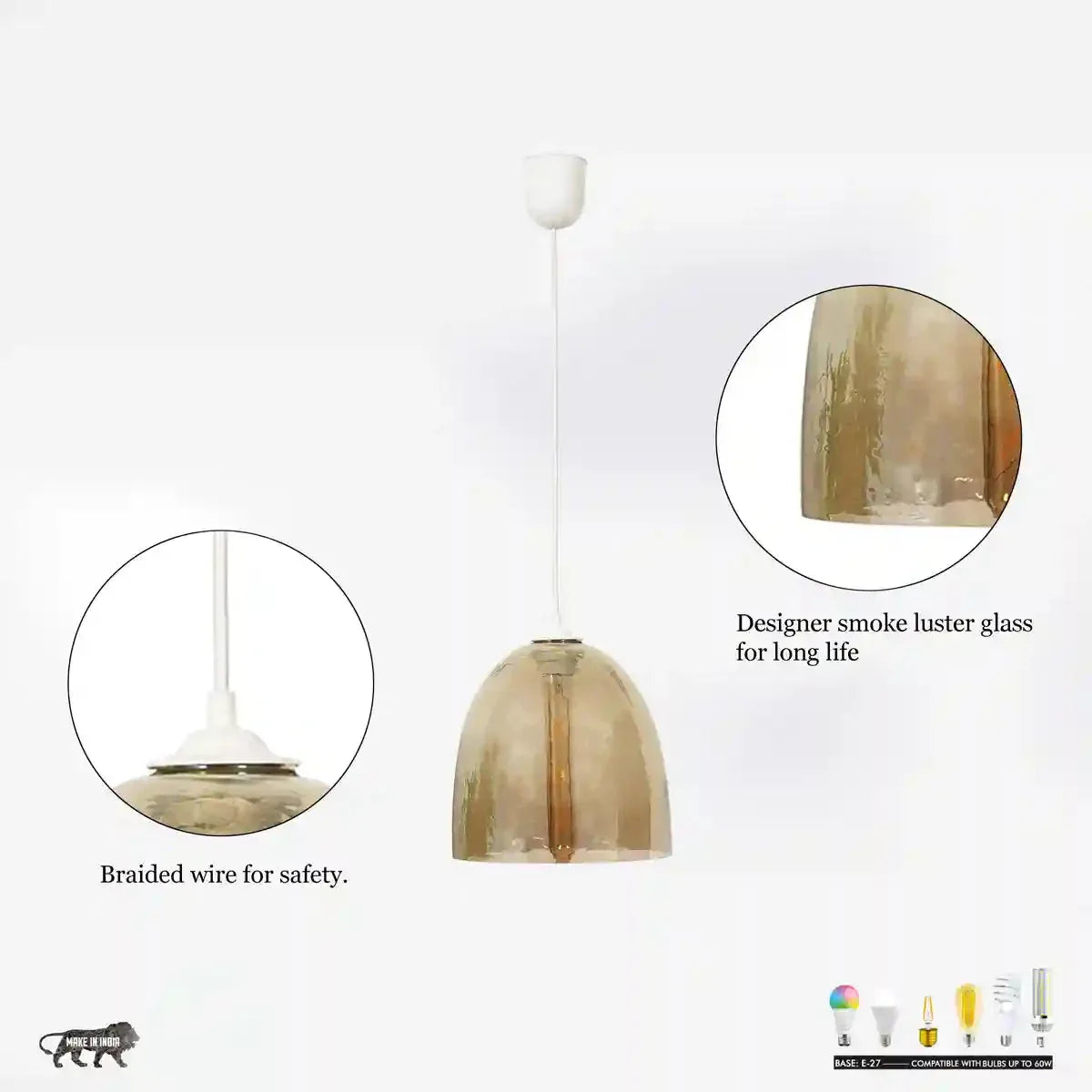 Hammered Look Grey Luster Mini Hanging Light-ArtyCraftz.com
