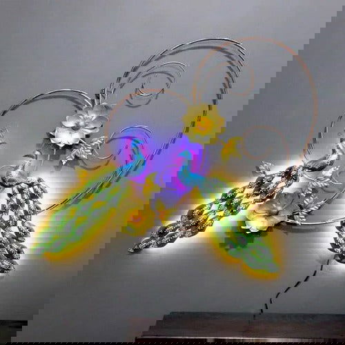 Pair of Metal  Peacock With LED Light Wall Art - ArtyCraftz.com