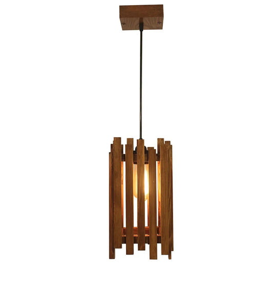 Palisade Brown Wooden Single Hanging Lamp-ArtyCraftz.com