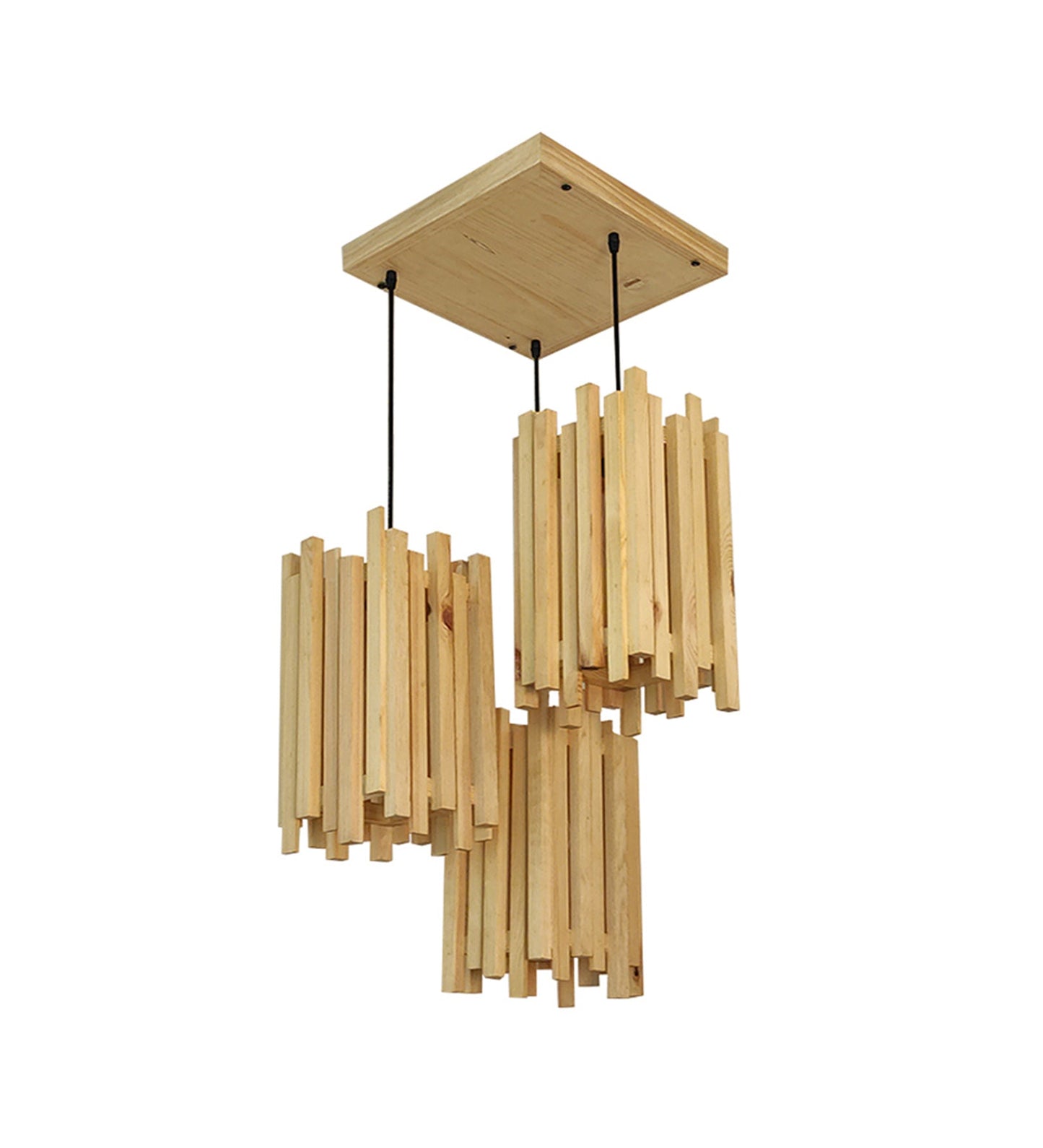 Palisade Beige Wooden Cluster Pendant Lamp-ArtyCraftz.com