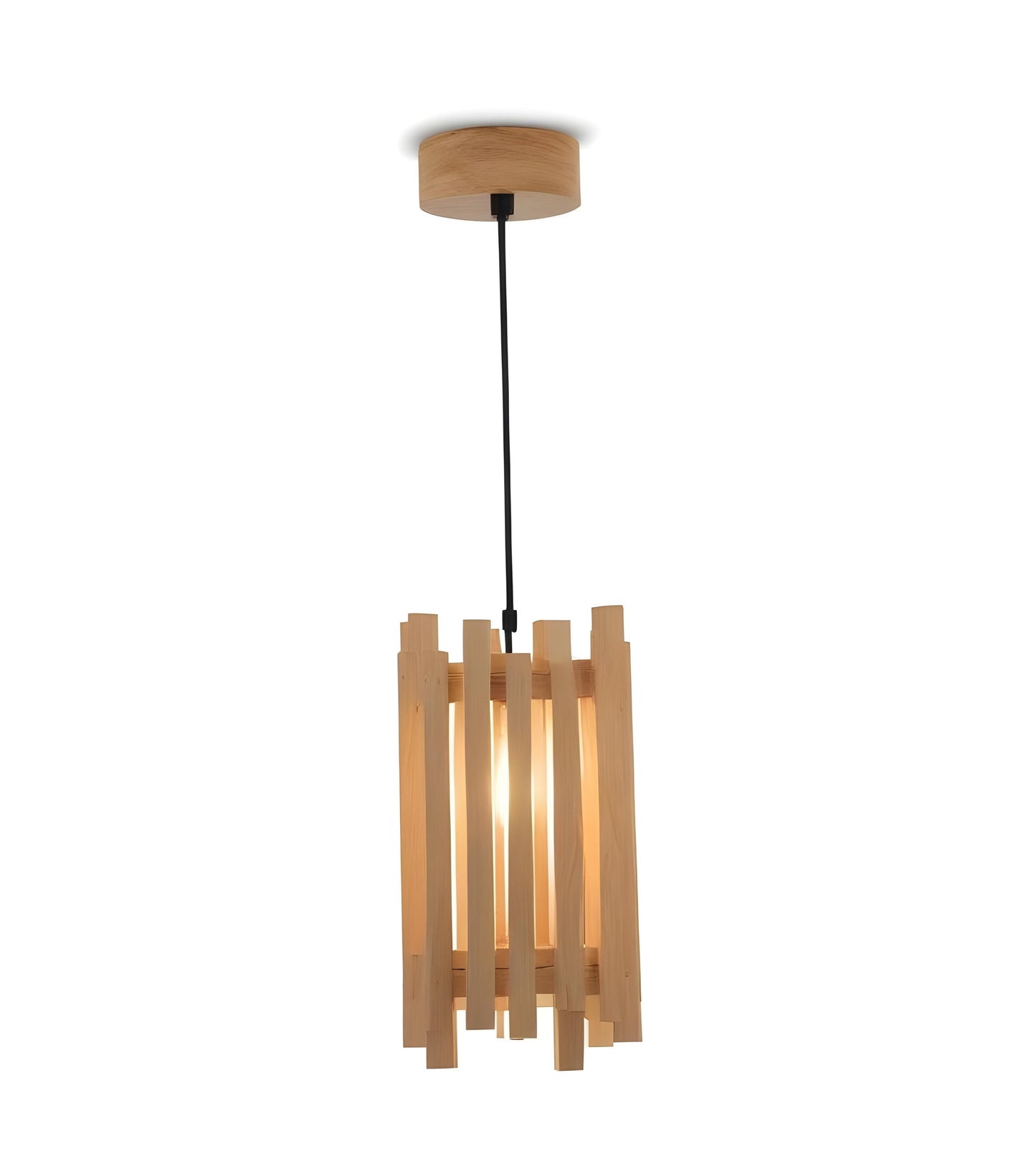 Palisade Beige Wooden Single Pendant Lamp-ArtyCraftz.com