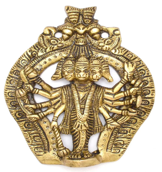 Panchmukhi Hanuman Brass Wall Hanging Idol Home Decor, Standard, Pack 1 - ArtyCraftz.com