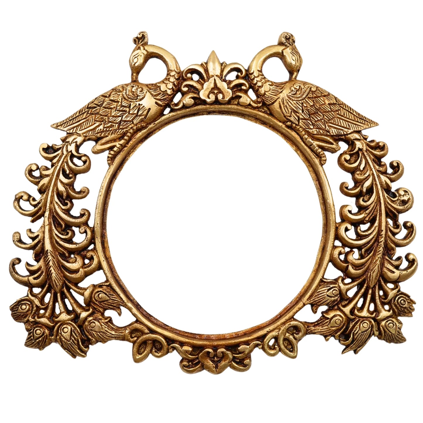 Peacock Design Brass Prabhavali Arch – Decorative Idol Frame (25 cm)-ArtyCraftz.com