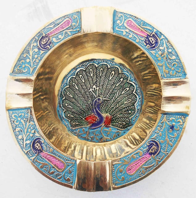 Peacock Embossed Brass Ashtray-ArtyCraftz.com
