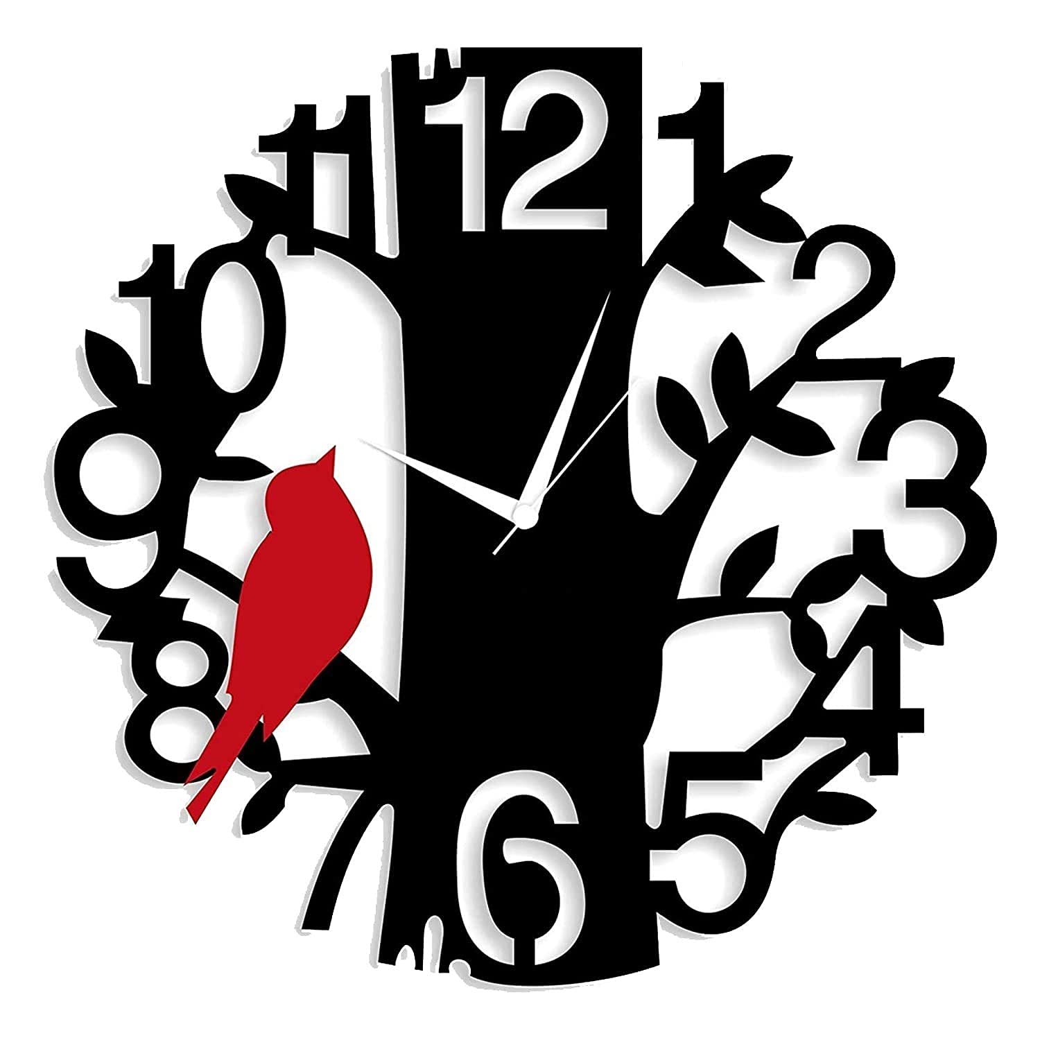 Perched Red Bird On Numericals Wall Clock-ArtyCraftz.com