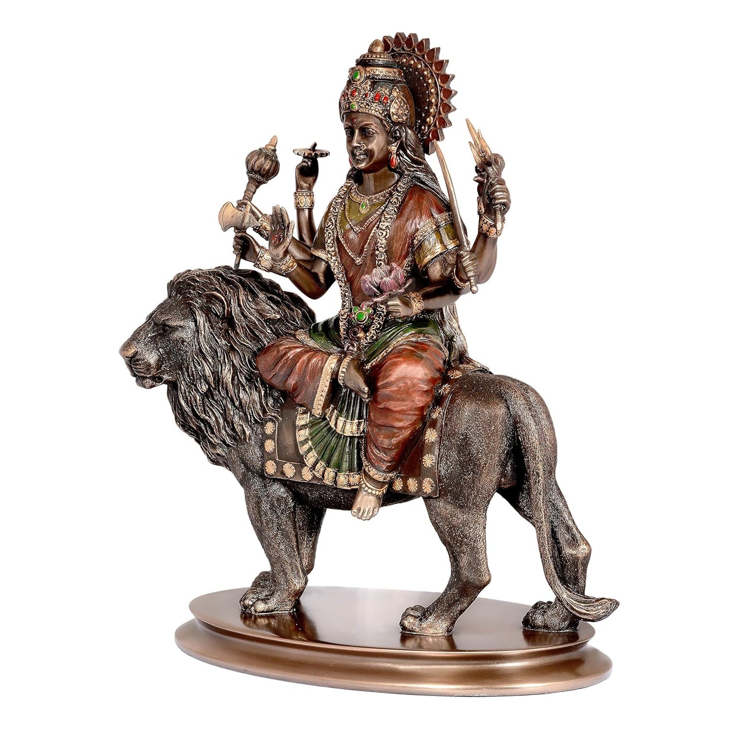 Polyresin Durga ma Sitting Lion Statue