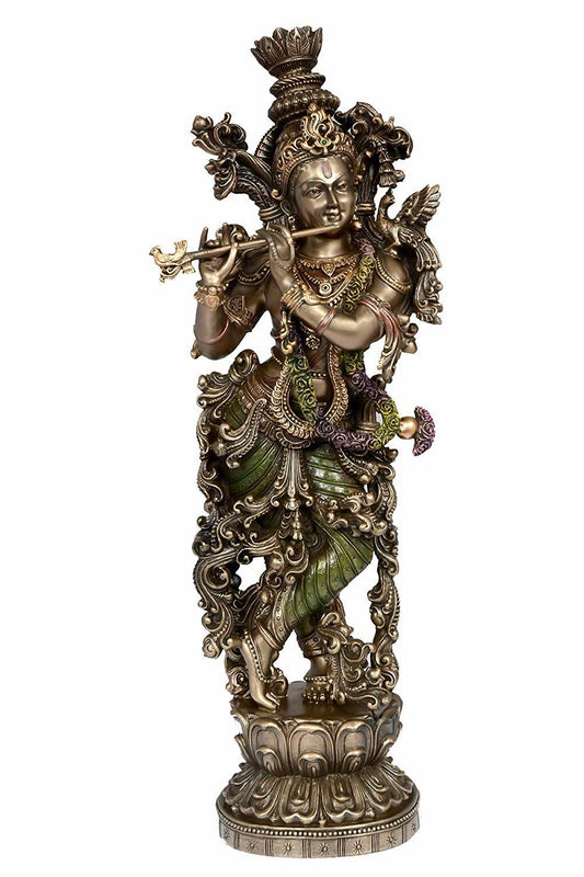 Polyresin Krishna Idol, Large, Multicolour, Height 15 Inches - ArtyCraftz.com