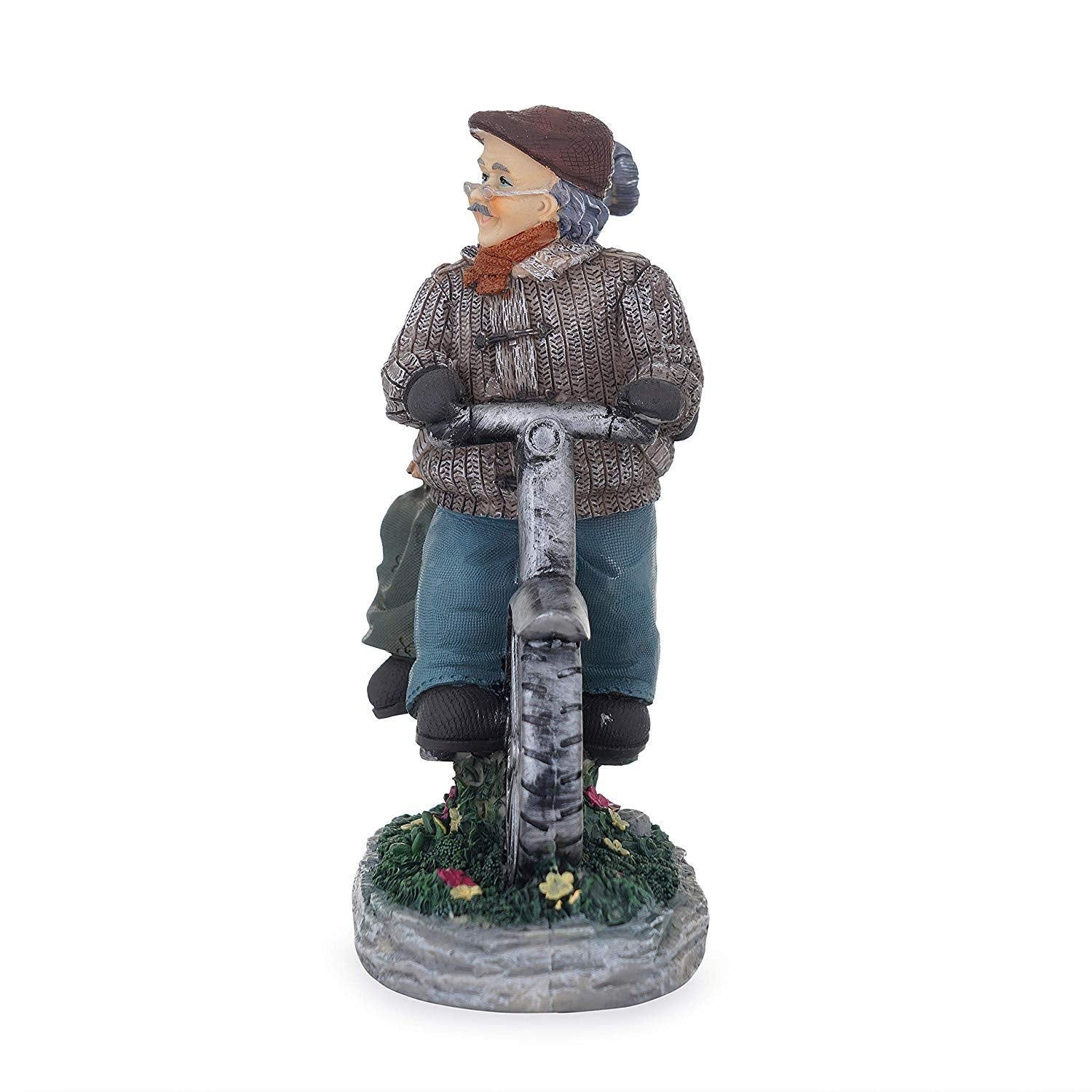 Polyresin Old Couple Riding Cycle Showpiece-ArtyCraftz.com