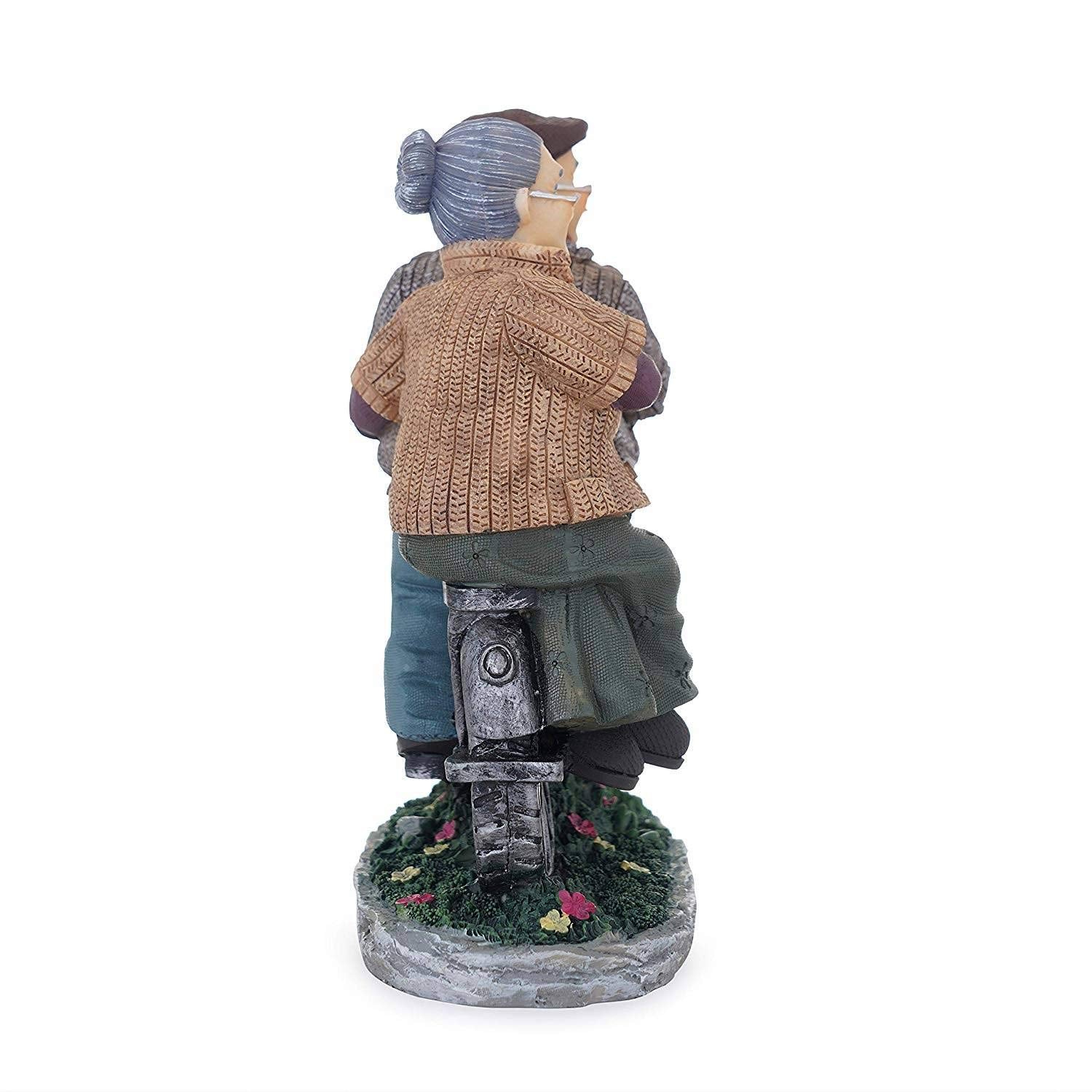 Polyresin Old Couple Riding Cycle Showpiece-ArtyCraftz.com