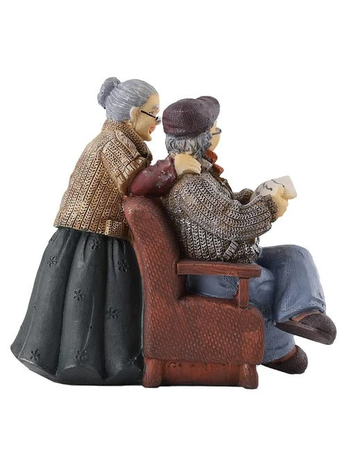 Polyresin Old Couple Show Piece-ArtyCraftz.com