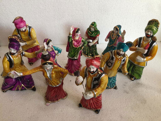 Polyresin Set of 10 Punjabi Bhangra Traditional Showpiece- ArtyCraftz.com