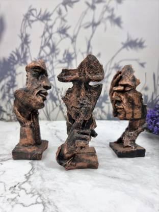 Polyresin Set of 3 Human Thinker Face Showpiece - ArtyCraftz.com
