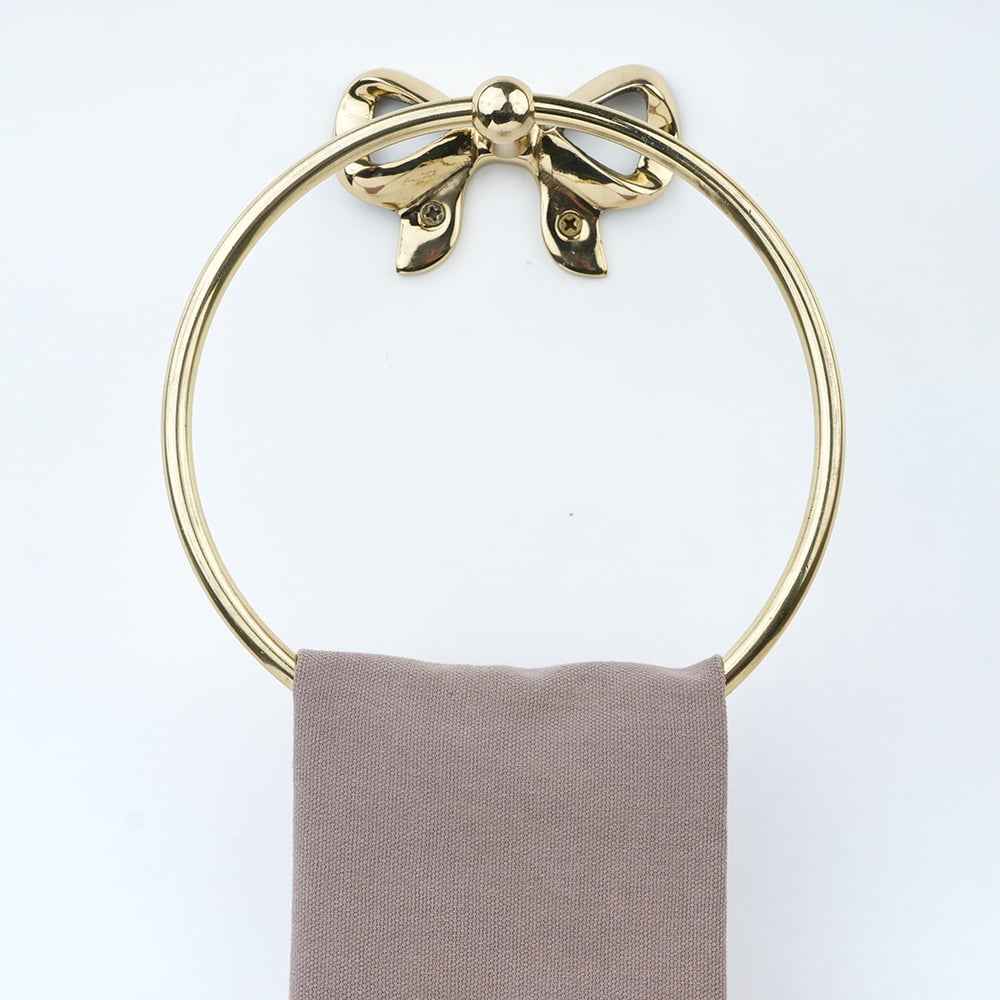 Premium Brass Bow Design Towel Hanger– Elegant Wall Mounted Bathroom Towel Holder