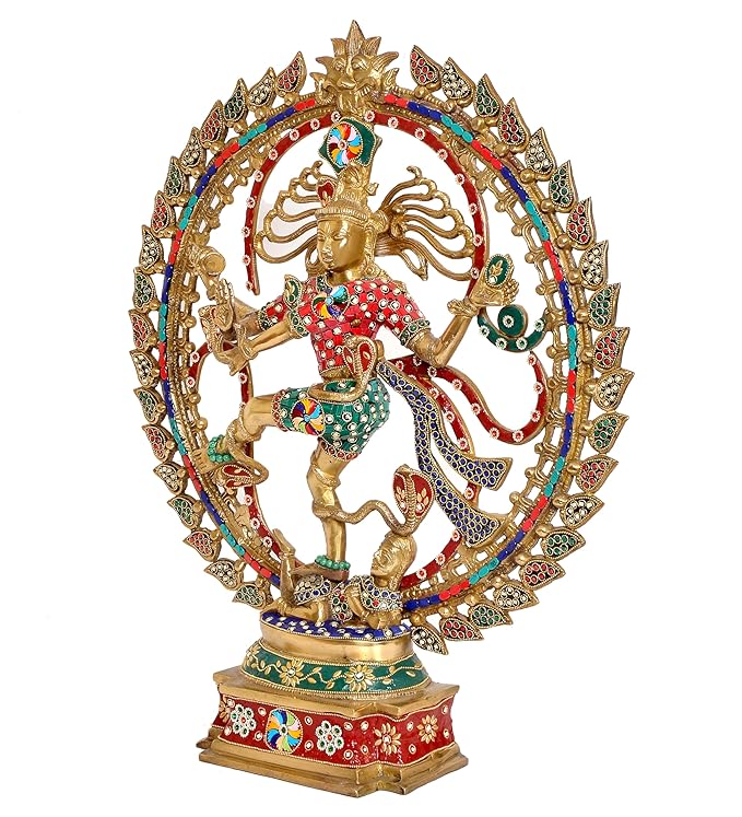 Premium Brass Nataraja Statue with Stone Work for Luxury Decor-ArtyCraftz.com