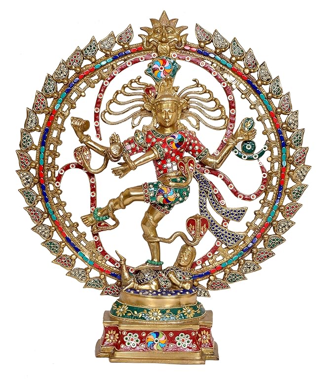 Premium Brass Nataraja Statue with Stone Work for Luxury Decor-ArtyCraftz.com