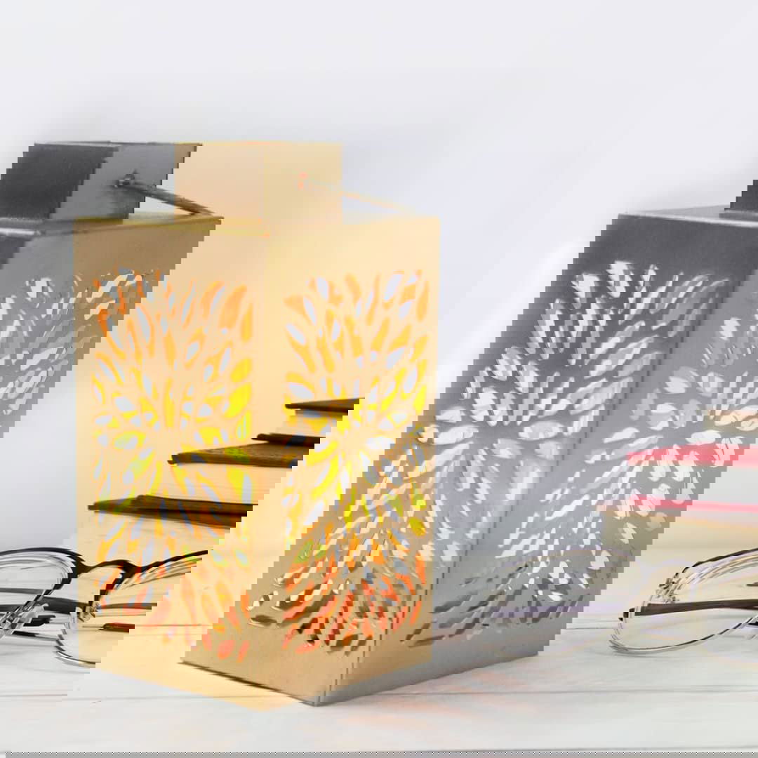 Premium Decorative Metal Lantern Lamp Tealight Holder Hanging Lantern (6 cm X 12 cm, Pack of 1) (Gold) - ArtyCraftz.com