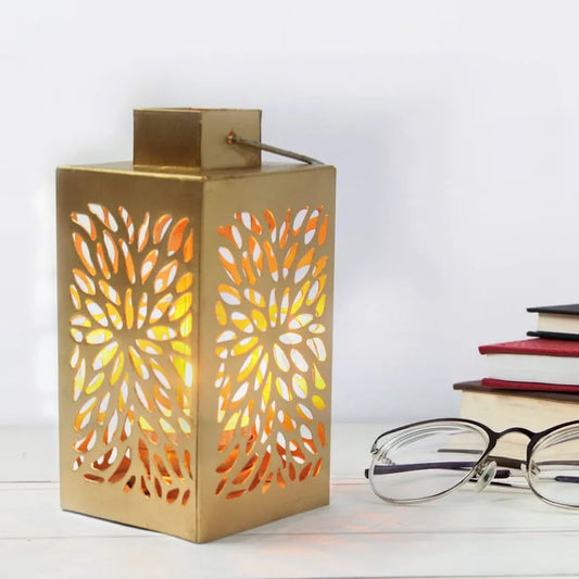 Premium Decorative Metal Lantern Lamp Tealight Holder Hanging Lantern (6 cm X 12 cm, Pack of 1) (Gold) - ArtyCraftz.com