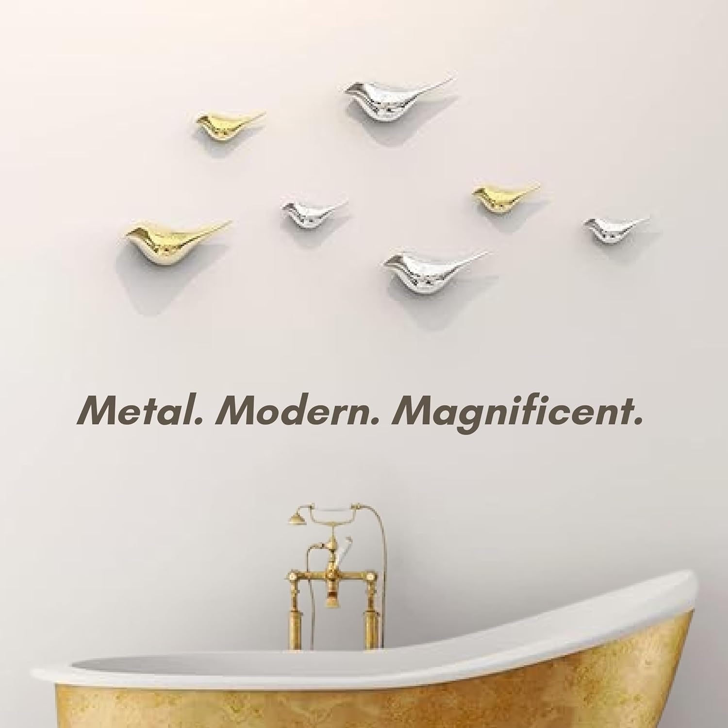 Premium Silver & Gold Bird Wall Hanging Set-ArtyCraftz.com