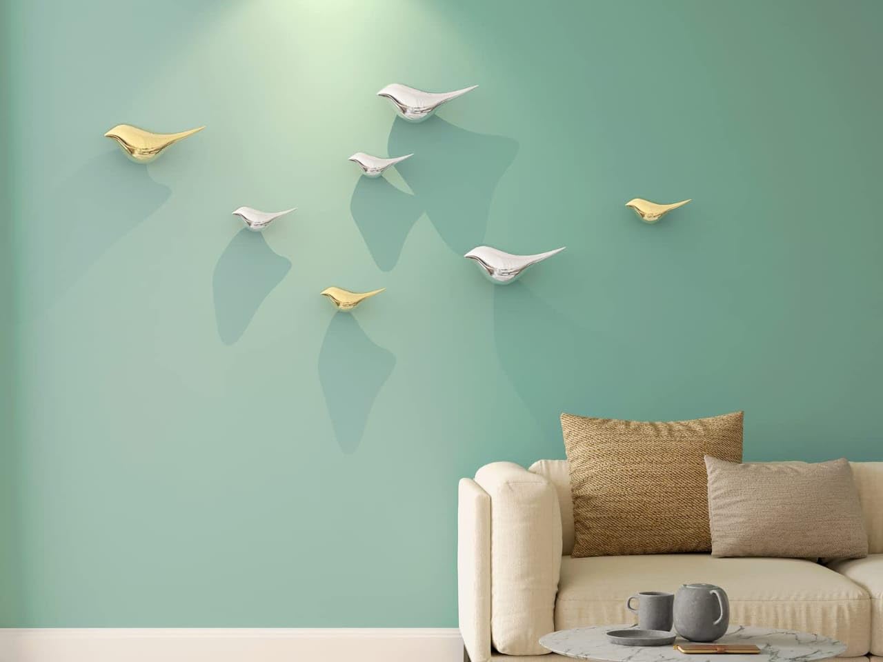 Premium Silver & Gold Bird Wall Hanging Set-ArtyCraftz.com