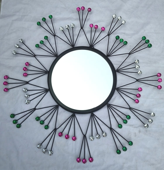 Premium Sunburst Wall Mirror with Crystal Accents-ArtyCraftz.com