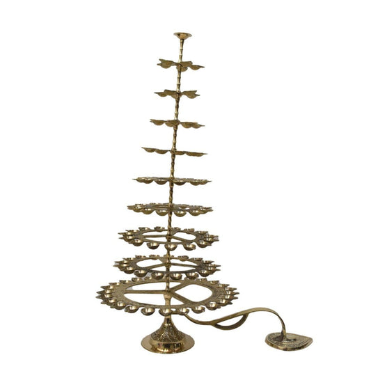 Pure Brass 108 Ganga Aarti Diya Stand - Multi-Tier Lamp-artycraftz.com