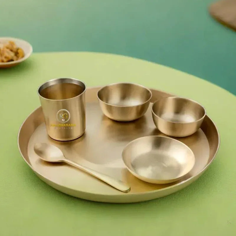 Pure Bronze Kansa Dinner Set Matte Finish-ArtyCraftz.com