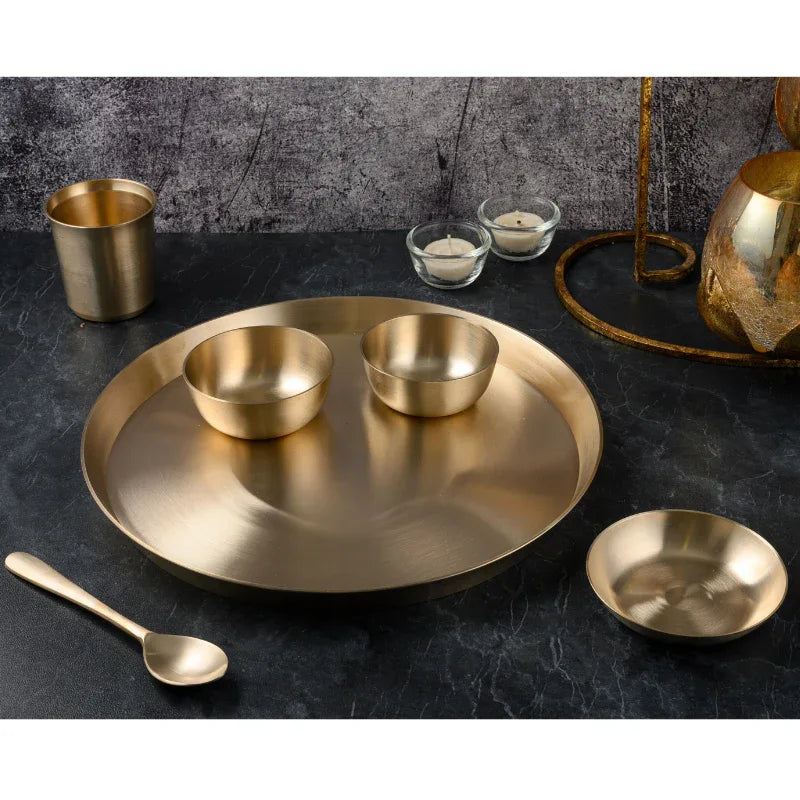 Pure Bronze Kansa Dinner Set Matte Finish-ArtyCraftz.com