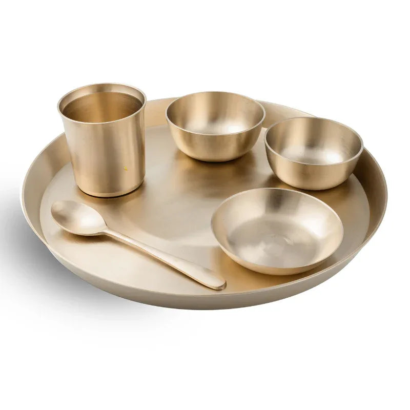 Pure Bronze Kansa Dinner Set Matte Finish-ArtyCraftz.com